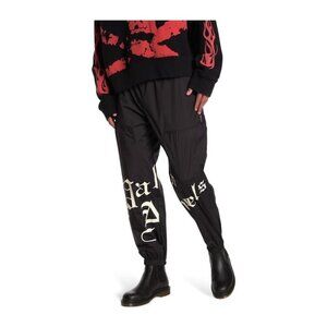 Palm Angels Mens Black Logo New Gothic Lightweight Pockets Track Pants Sz L New
